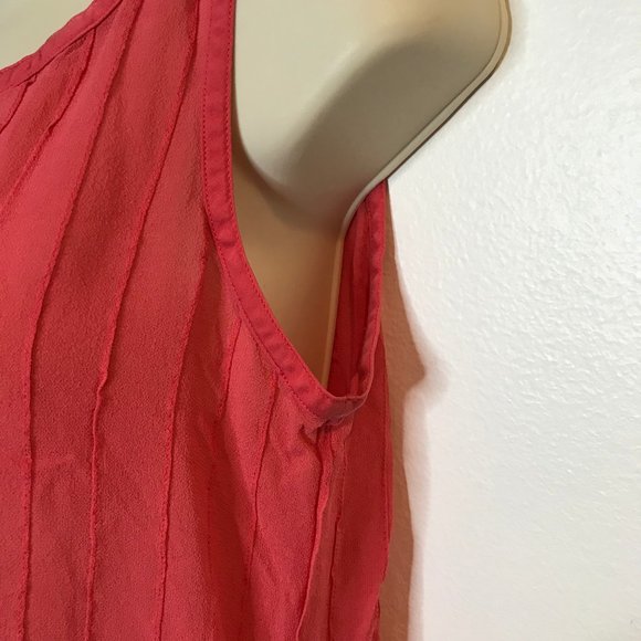 Ann Taylor Silk Blouse Tank Top MEDIUM M Sheer Side Tie Shirt Crop Round Neck - Picture 4 of 8